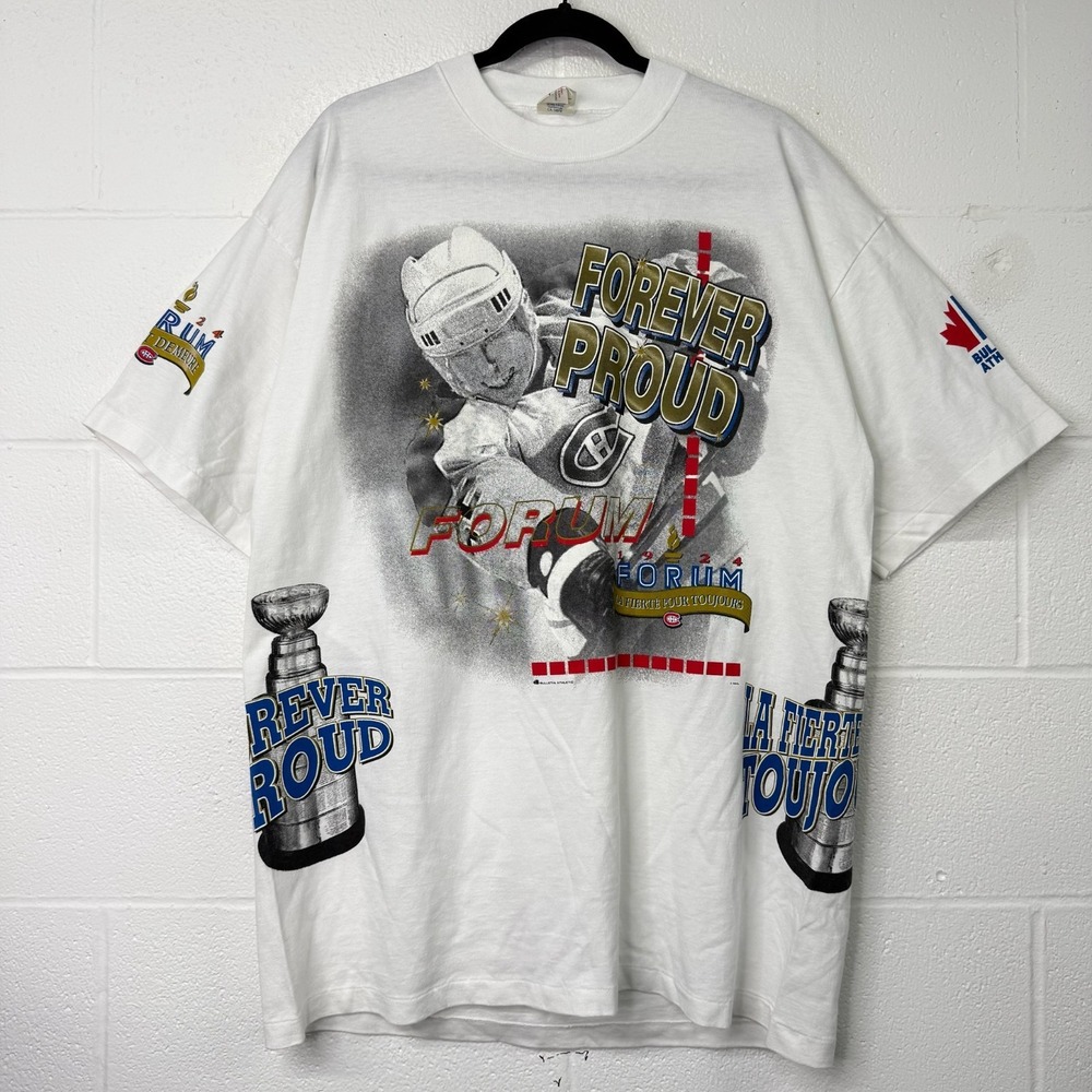 Vintage Montreal Canadiens Bulletin Athletic 90s NHL AOP T Shirt SZ XL/2XL